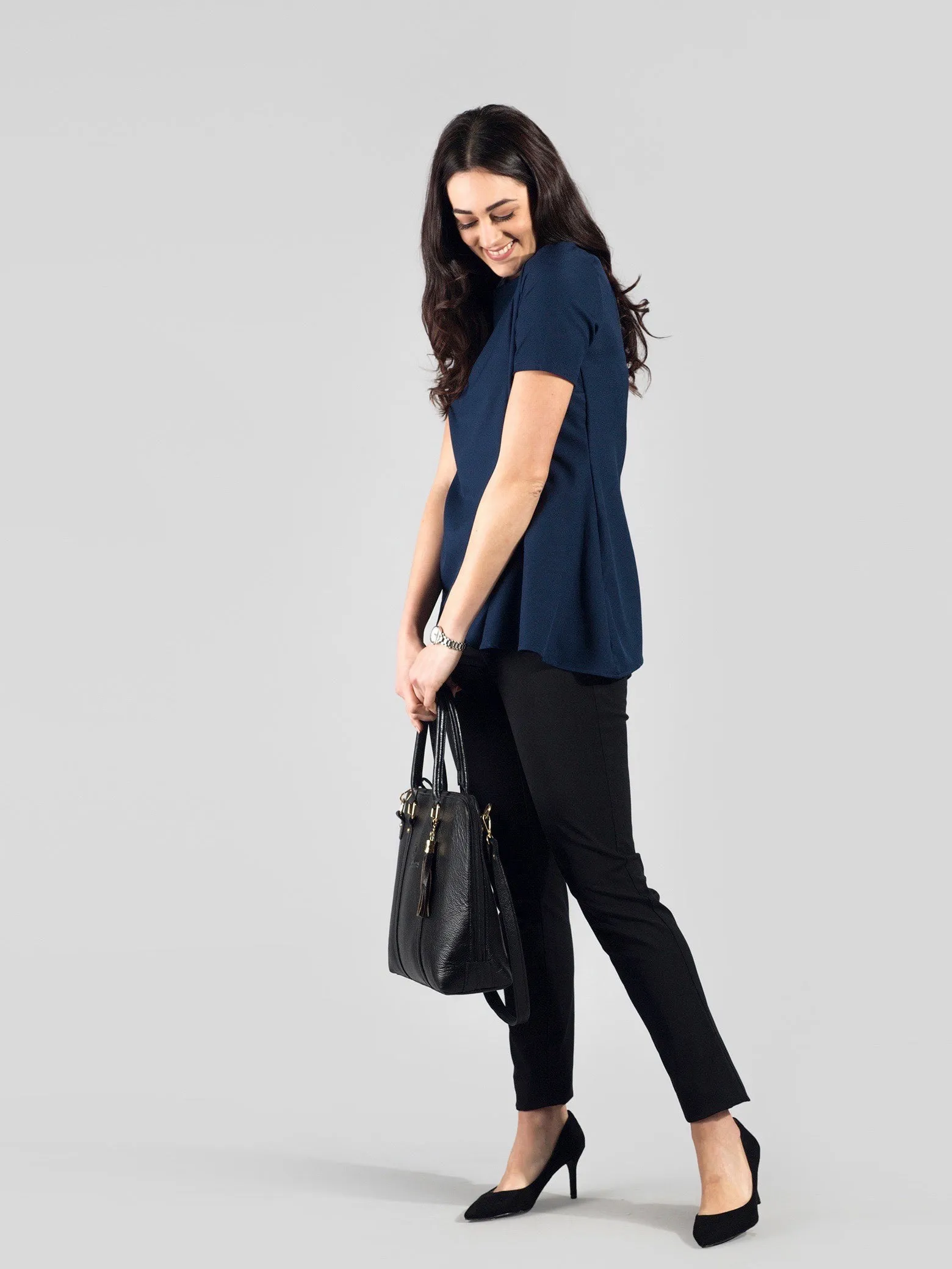 Flared Asymmetric Panel Top - Navy