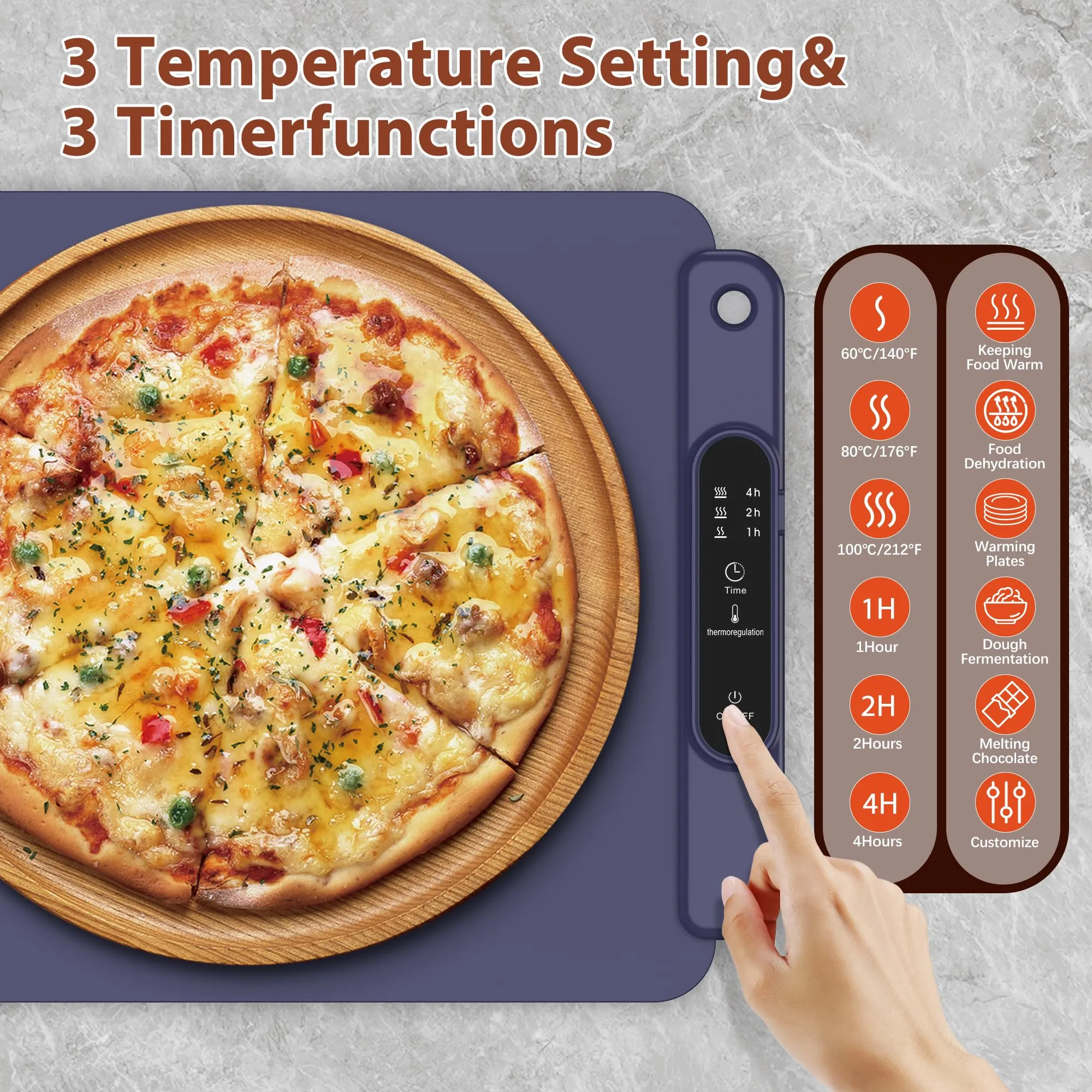 Food Warming Mat with 3 Temperature Settings