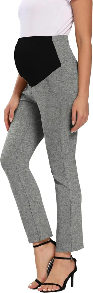 Foucome Women's Maternity Pants for Work Over The Belly Bootcut Dress Pants Stretch Pregnancy Trousers
