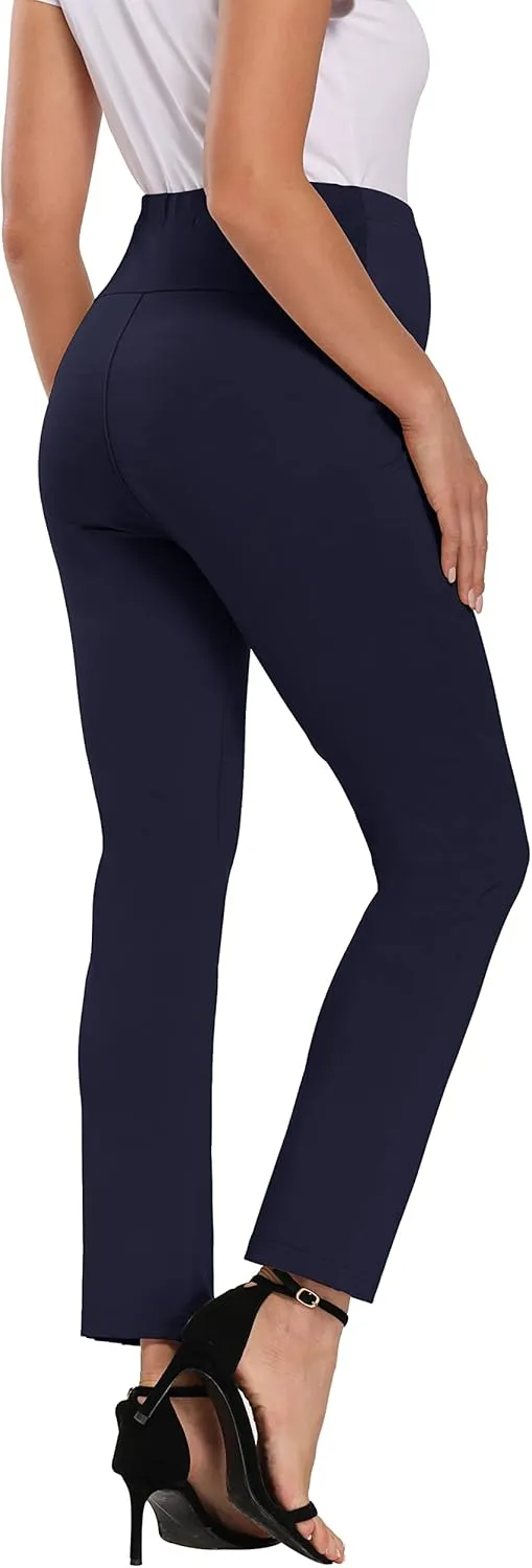 Foucome Women's Maternity Pants for Work Over The Belly Bootcut Dress Pants Stretch Pregnancy Trousers