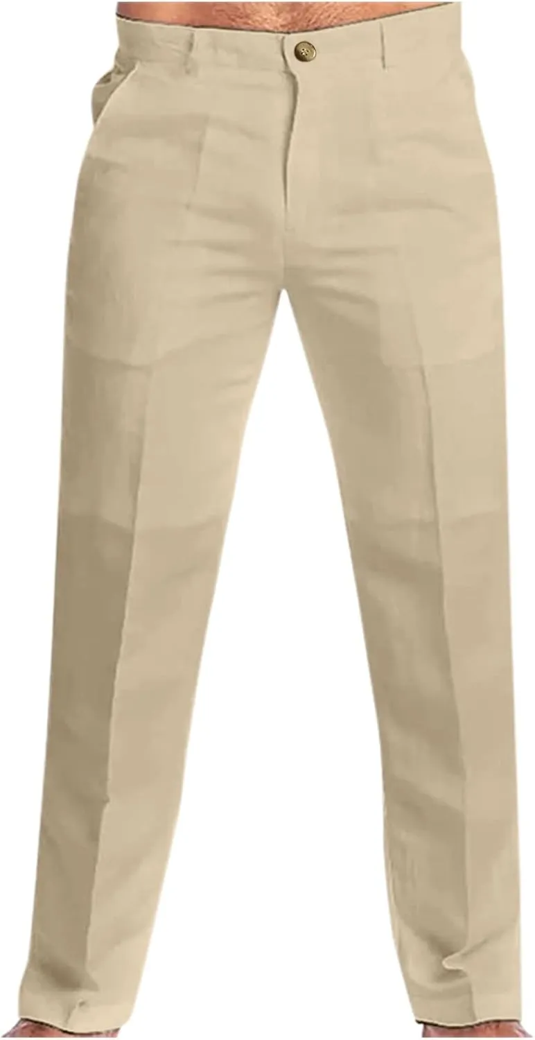 FZVYD Men's Stretch Pants Mens Casual Elastic Drawstring Cargo Pants Lightweight Relaxed Fit Cotton Workout Sweatpants 2023