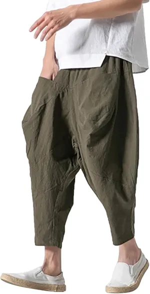 FZVYD Trousers for Men Mens Casual Elastic Drawstring Cargo Pants Lightweight Relaxed Fit Cotton Workout Sweatpants 2023