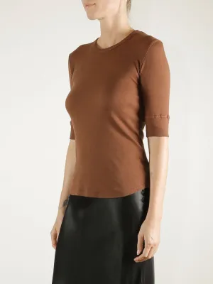 Giada Slim Crew in Lightweight Rib - Umber