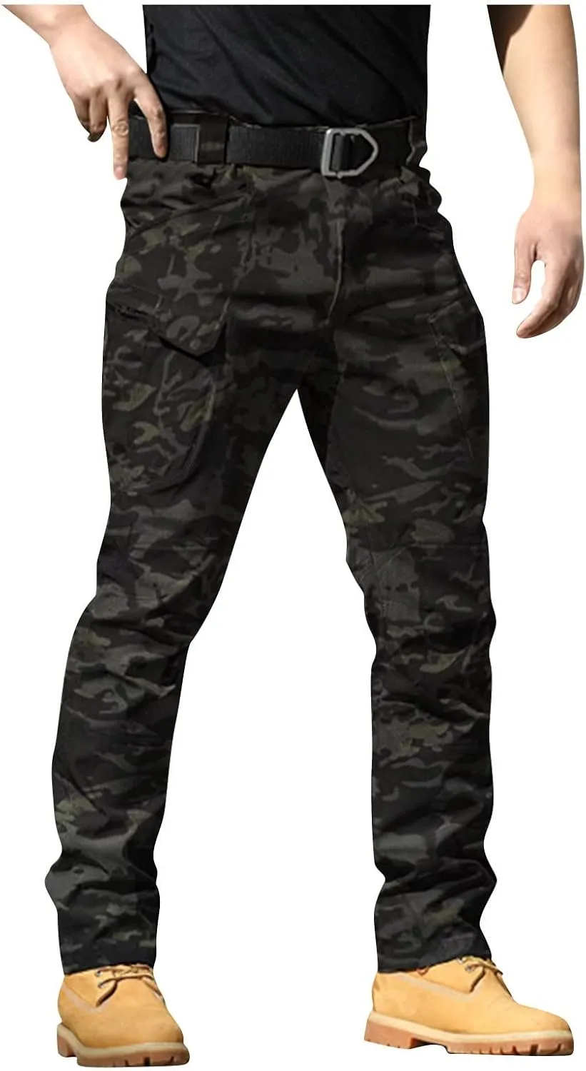 GOFULY Cargo Pants Mens Multi Pockets Relaxed Fit Pants Stretch Casual Pants Big and Tall Y2K Tactical Trousers Convertible