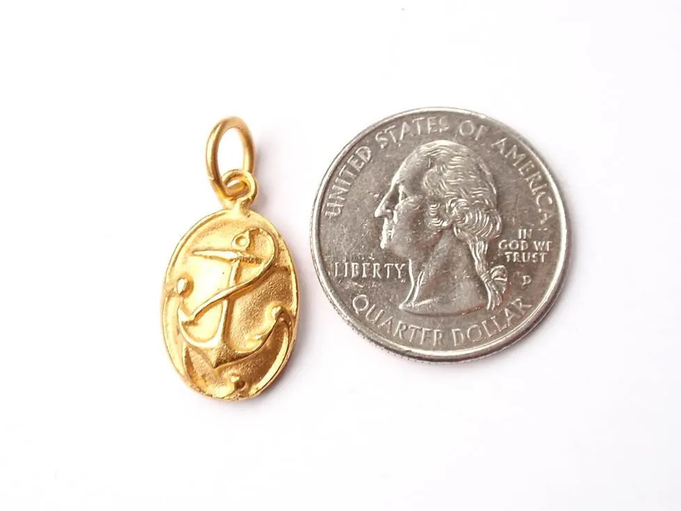 Gold Anchor Shield Charm, Anchor Jewelry, Anchor Charm, Gold Charm, Charm Bracelet, Nautical Jewelry, Nautical Charm, Boat Charm, Ocean