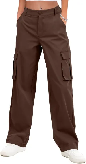Gracyoga Cargo Pants for Women High Waisted Wide Leg Casual Pants Y2k Streetwear Trousers with 6 Pockets
