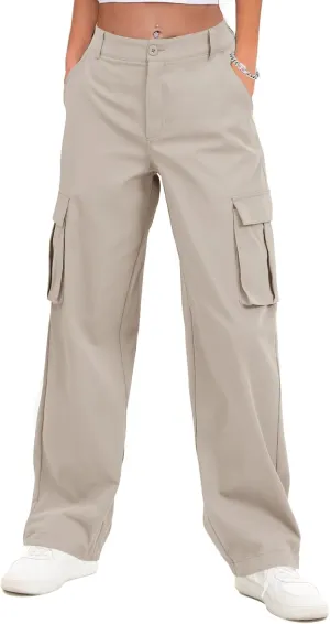 Gracyoga Cargo Pants for Women High Waisted Wide Leg Casual Pants Y2k Streetwear Trousers with 6 Pockets