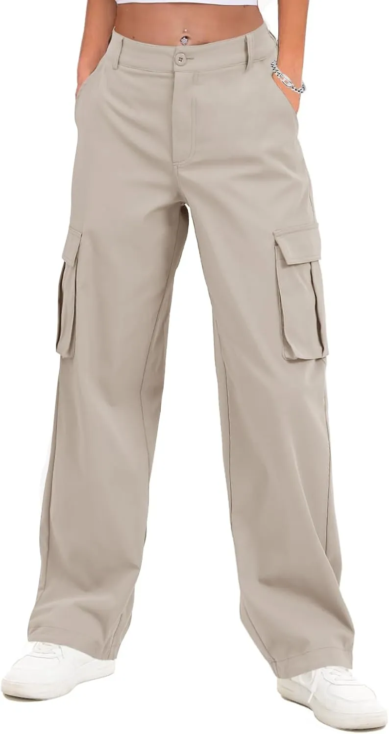 Gracyoga Cargo Pants for Women High Waisted Wide Leg Casual Pants Y2k Streetwear Trousers with 6 Pockets
