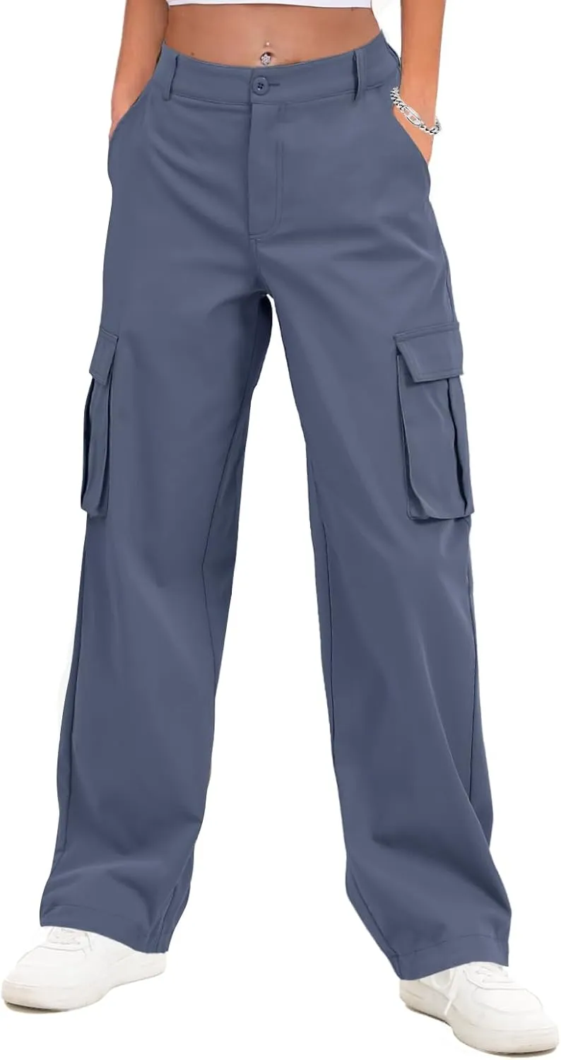 Gracyoga Cargo Pants for Women High Waisted Wide Leg Casual Pants Y2k Streetwear Trousers with 6 Pockets