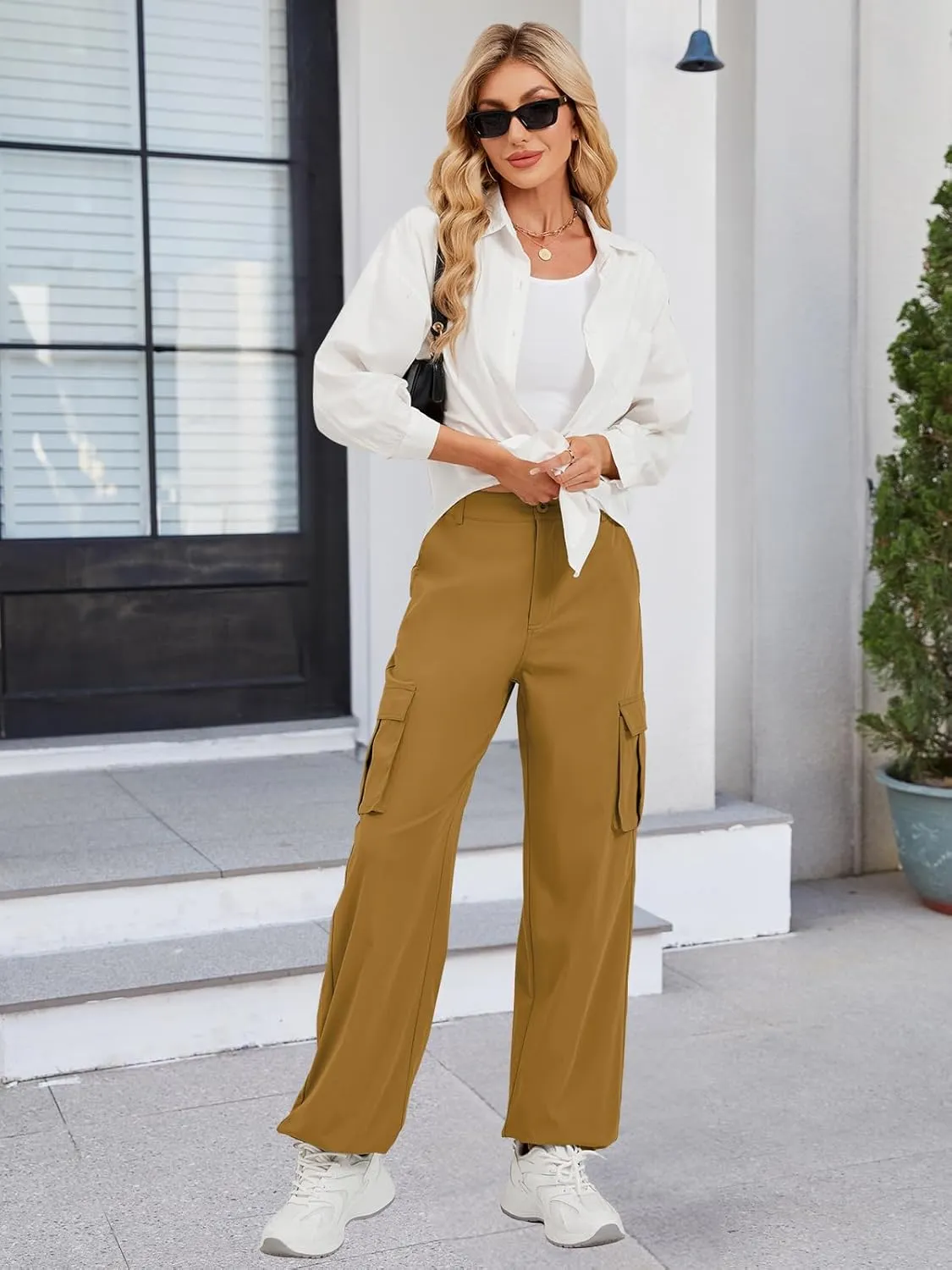 Gracyoga Cargo Pants for Women High Waisted Wide Leg Casual Pants Y2k Streetwear Trousers with 6 Pockets