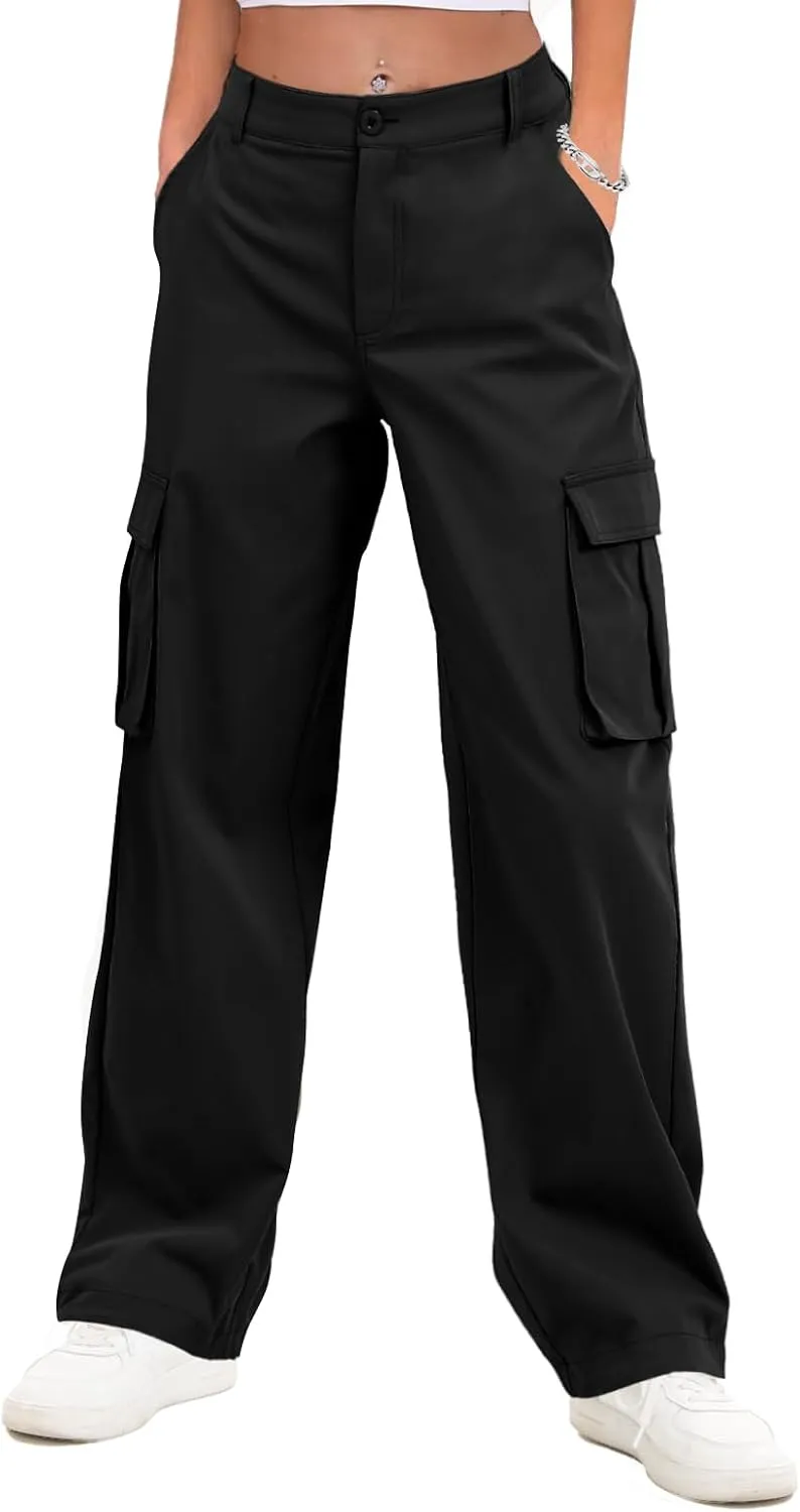 Gracyoga Cargo Pants for Women High Waisted Wide Leg Casual Pants Y2k Streetwear Trousers with 6 Pockets