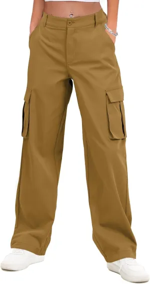 Gracyoga Cargo Pants for Women High Waisted Wide Leg Casual Pants Y2k Streetwear Trousers with 6 Pockets