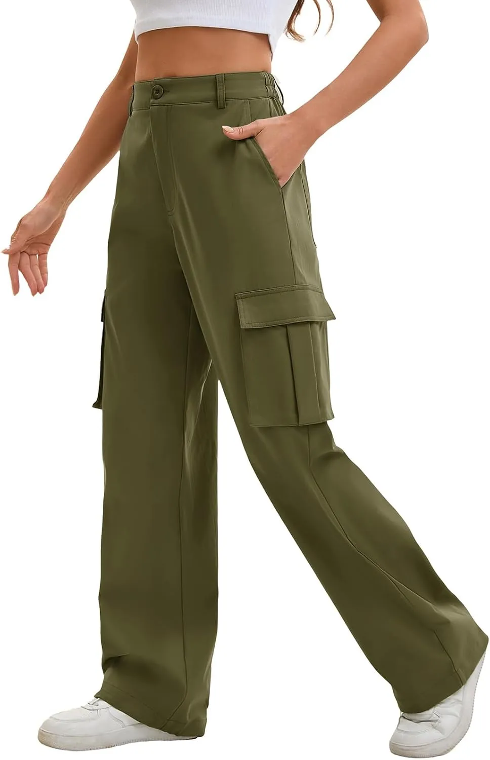 Gracyoga Cargo Pants for Women High Waisted Wide Leg Casual Pants Y2k Streetwear Trousers with 6 Pockets