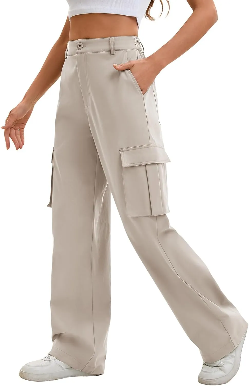 Gracyoga Cargo Pants for Women High Waisted Wide Leg Casual Pants Y2k Streetwear Trousers with 6 Pockets