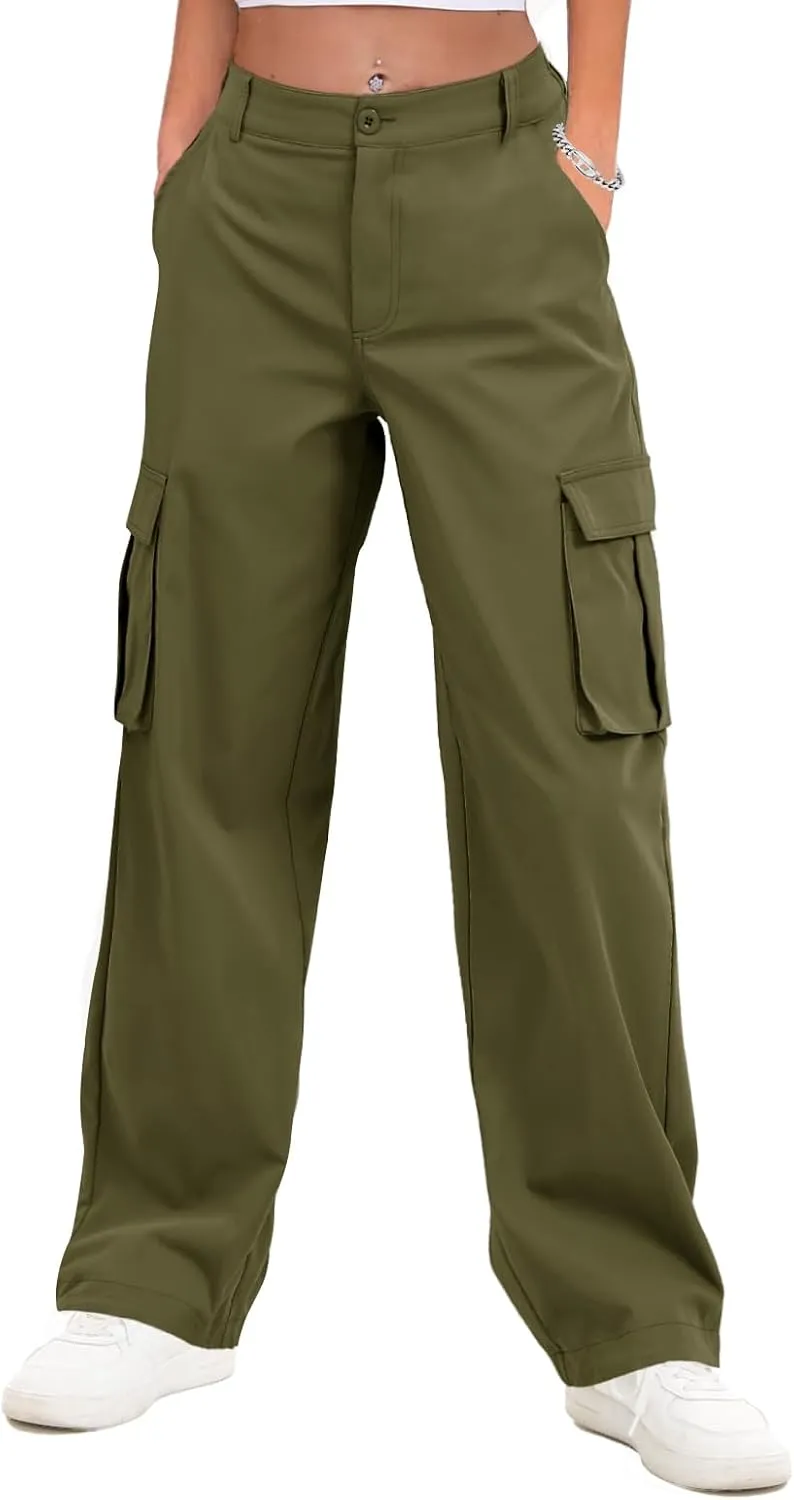 Gracyoga Cargo Pants for Women High Waisted Wide Leg Casual Pants Y2k Streetwear Trousers with 6 Pockets