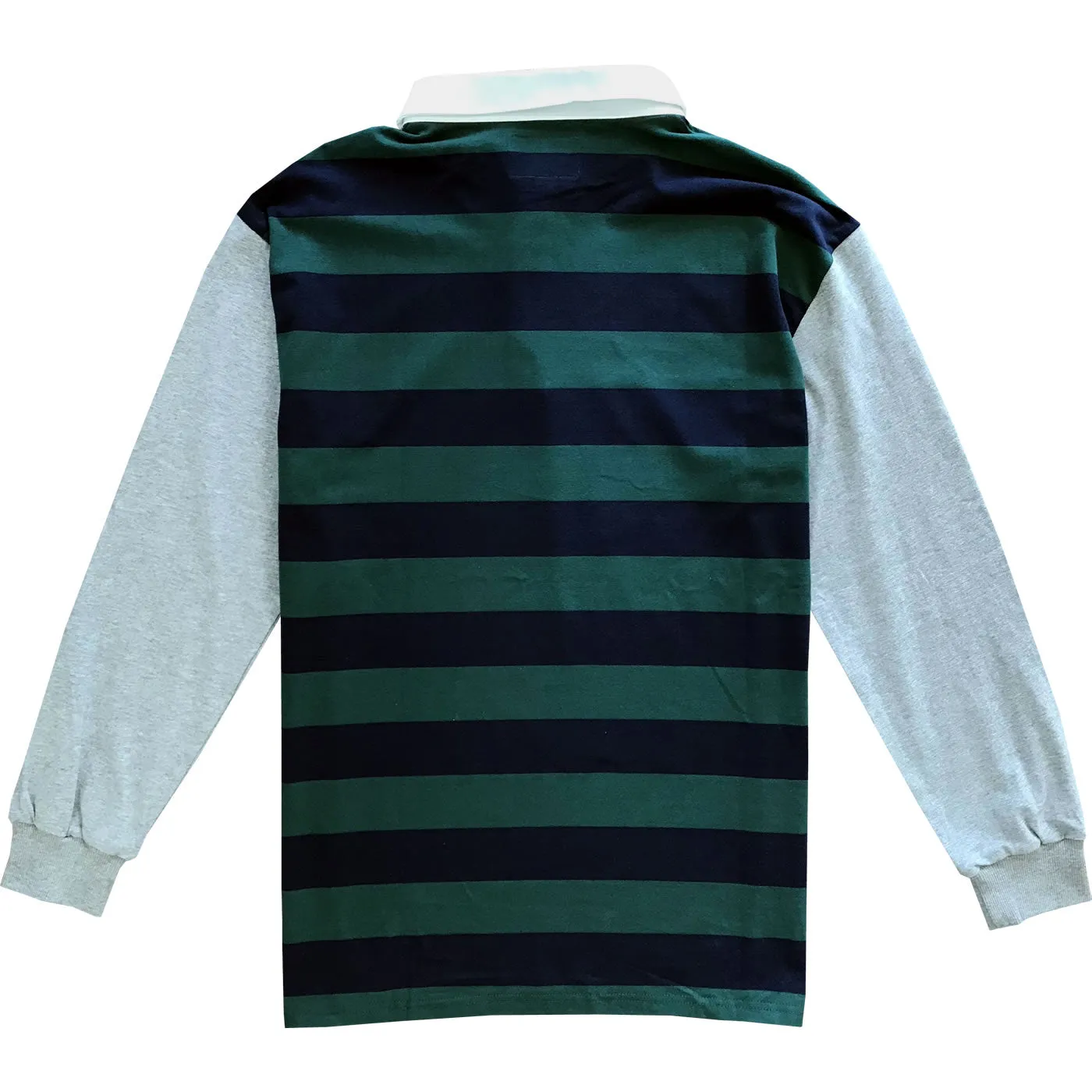 Green and Navy Blue Striped Mens Rugby Shirt