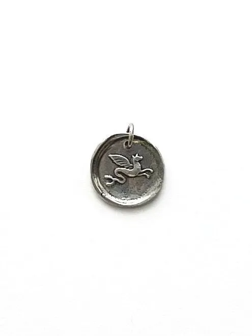 Griffin Charm, Mythical Creature, Griffin Pendant, Gold Pendant, Silver Pendant, Silver Charm, Gold Charm, Vintage Jewelry, Coin Charm