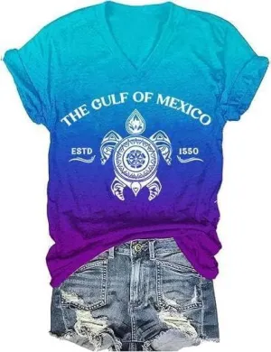 Gulf of Mexico Tshirt Oversized Est.1550 T Shirts Gulf of Mexico Blouses Tee Shirt Casual Print Vintage Short Sleeve Uni