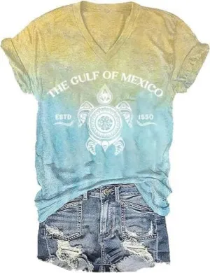 Gulf of Mexico Tshirt Oversized Est.1550 T Shirts Gulf of Mexico Blouses Tee Shirt Casual Print Vintage Short Sleeve Uni
