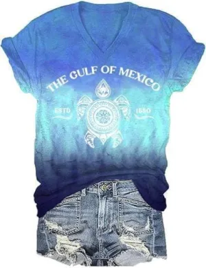 Gulf of Mexico Tshirt Oversized Est.1550 T Shirts Gulf of Mexico Blouses Tee Shirt Casual Print Vintage Short Sleeve Uni
