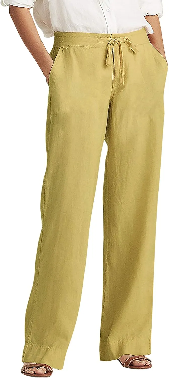 Hat and Beyond Womens Premium Soft Linen Shorts & Pants Relaxed Fit Comfort Resort Wear Boho Beach Coverup Style