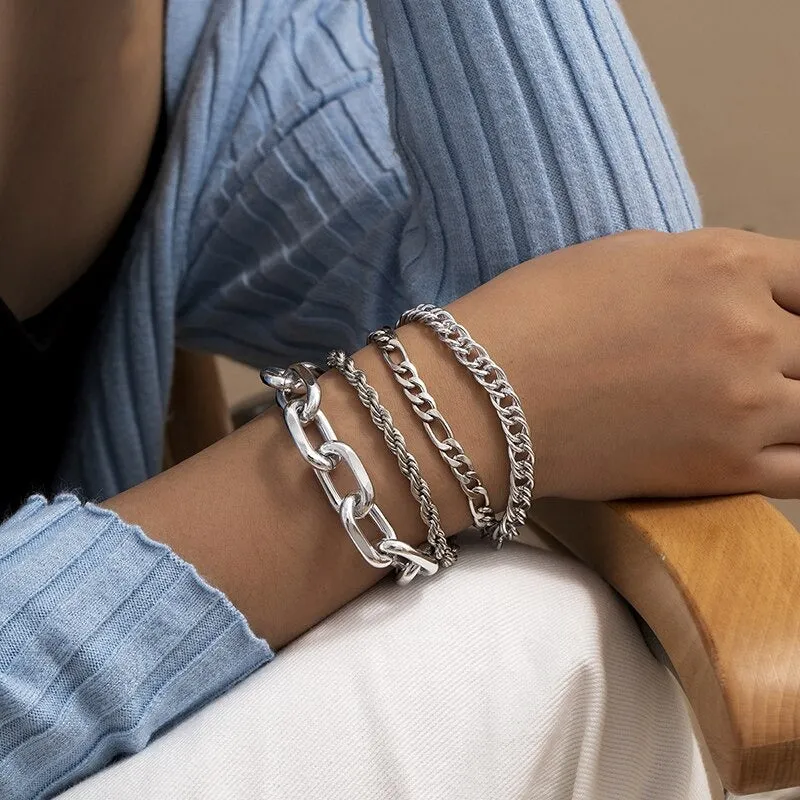 High Fashion Rhinestone Pearl, Chain, and Lock Multilayer Bracelet