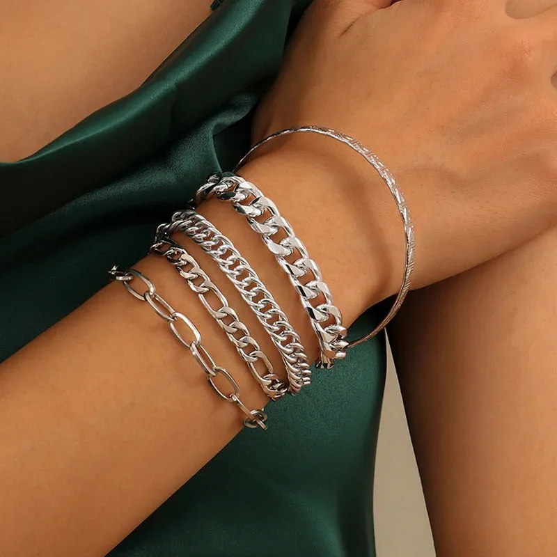 High Fashion Rhinestone Pearl, Chain, and Lock Multilayer Bracelet