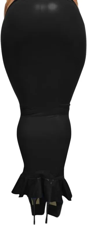 High Waist Goth PVC Leather Women Bodycon Hobble Skirts Faux Latex Lady One-Step Maxi Skirts