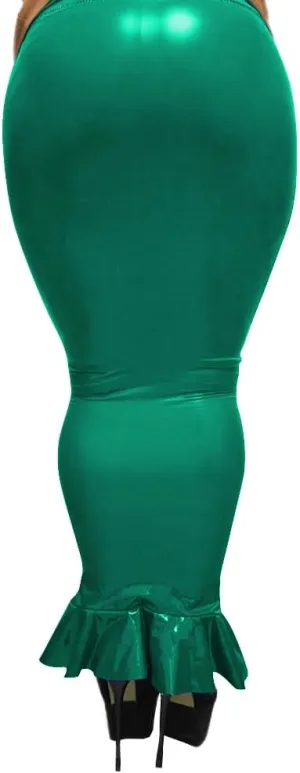 High Waist Goth PVC Leather Women Bodycon Hobble Skirts Faux Latex Lady One-Step Maxi Skirts