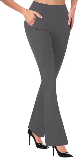 High Waisted Dress Pants for Women Stretchy Straight Leg Pant Work Trouser Business Office Casual Slacks with Pockets