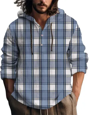 Hoodie for Men Drawstring Casual Beach Shirt Men's Casual Fashion Hooded Spring and Long Sleeve Hippie Men's