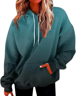Hoodies for Women Casual Crewneck Oversized Pullover Sweaters Comfy Fall Fashion Outfits Clothes with Pocket