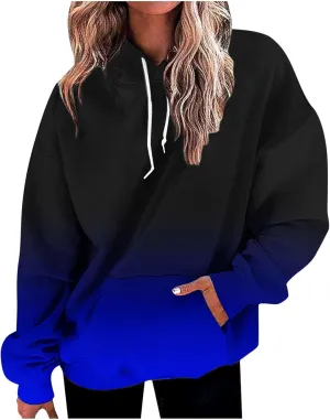 Hoodies for Women Casual Crewneck Oversized Pullover Sweaters Comfy Fall Fashion Outfits Clothes with Pocket
