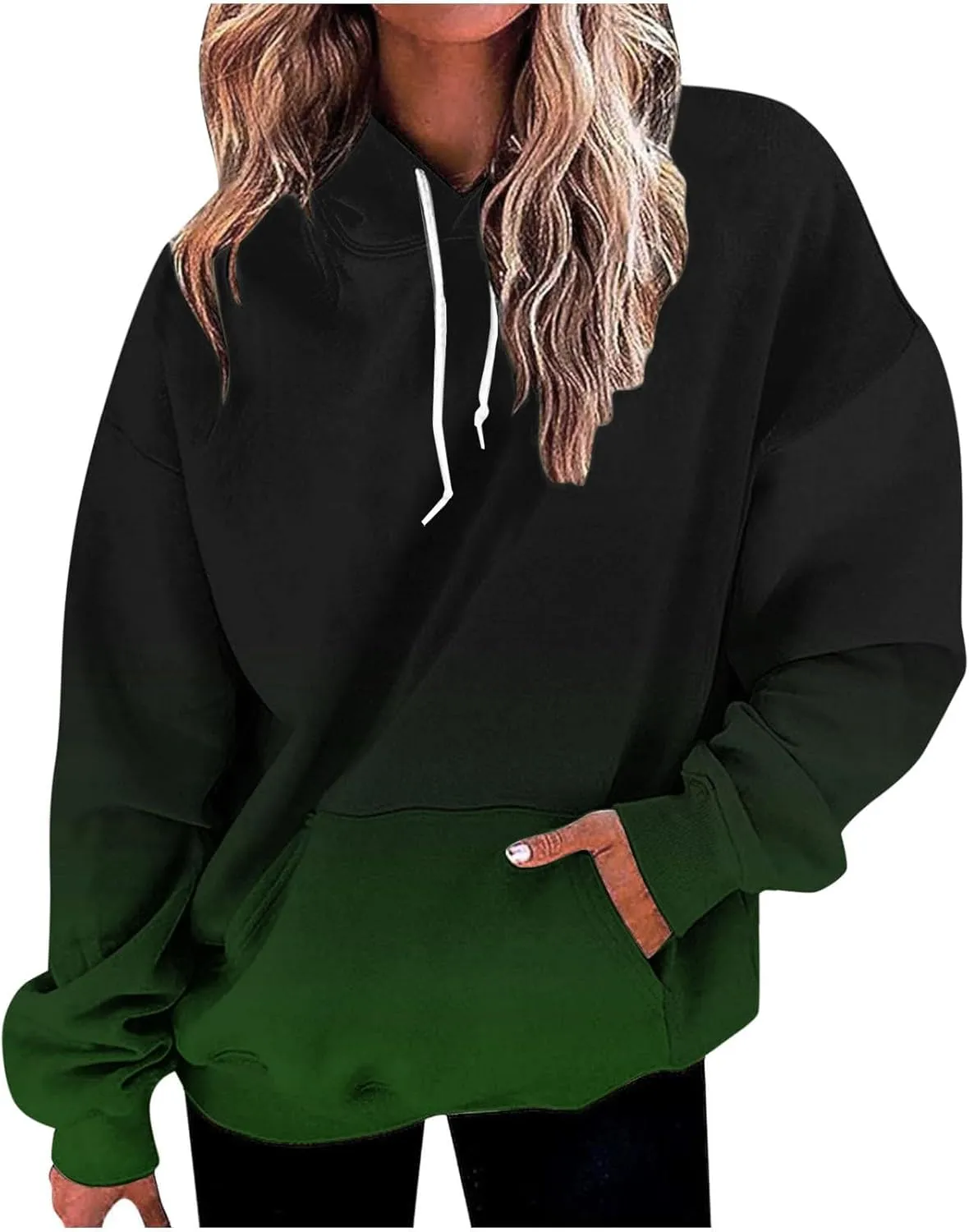 Hoodies for Women Casual Crewneck Oversized Pullover Sweaters Comfy Fall Fashion Outfits Clothes with Pocket