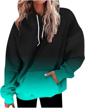 Hoodies for Women Casual Crewneck Oversized Pullover Sweaters Comfy Fall Fashion Outfits Clothes with Pocket