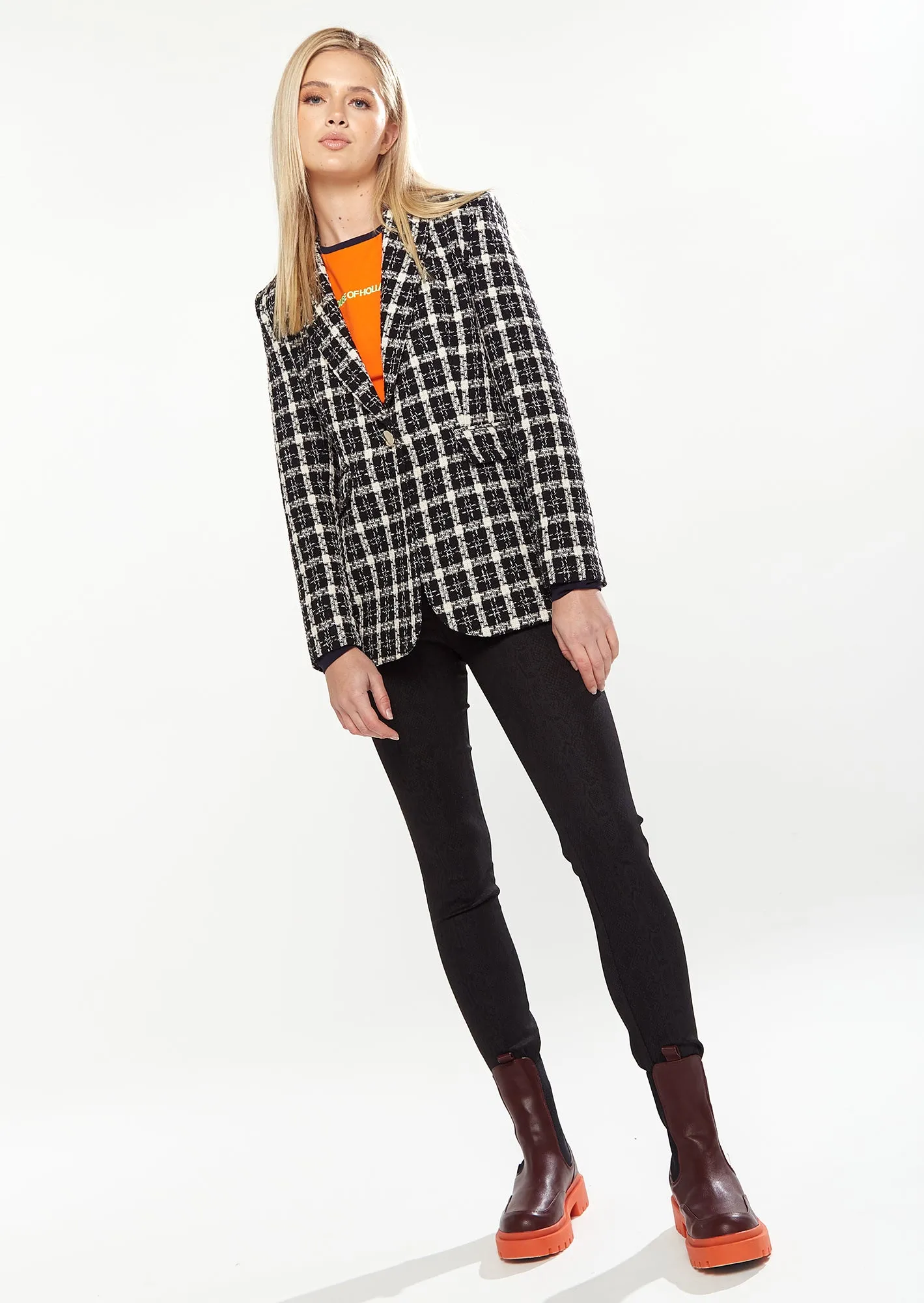 House of Holland Checked Blazer in Black&White