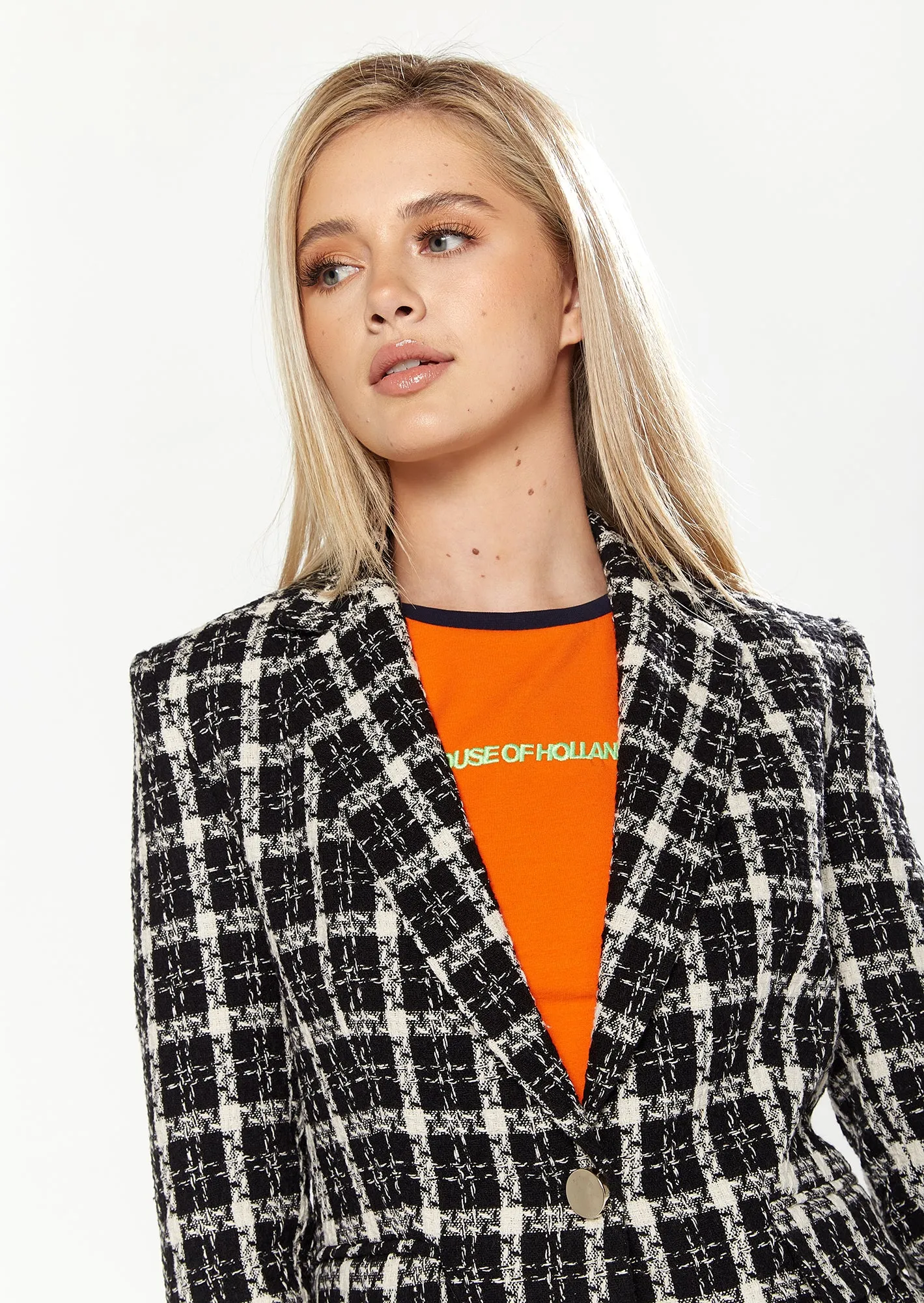 House of Holland Checked Blazer in Black&White