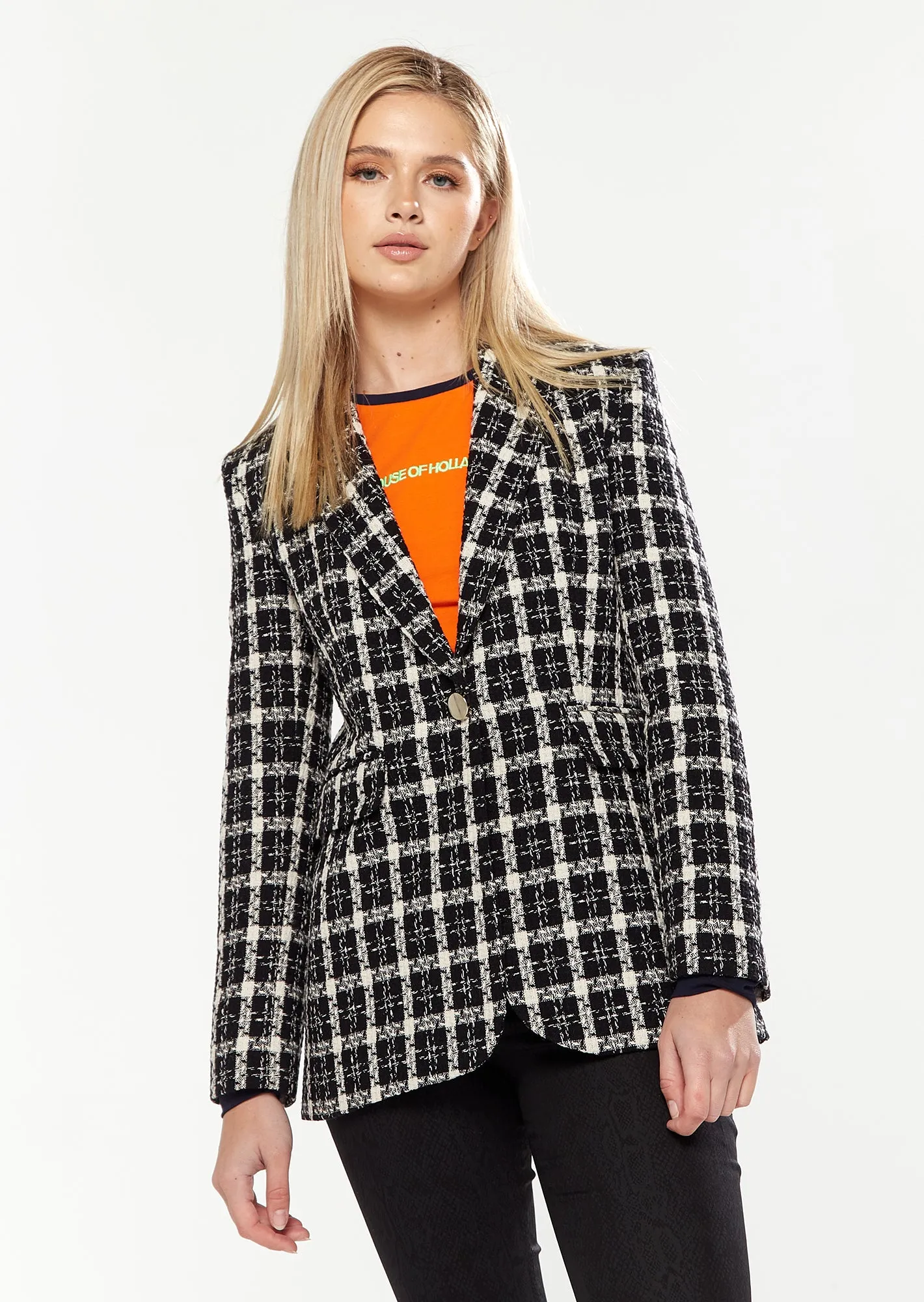 House of Holland Checked Blazer in Black&White