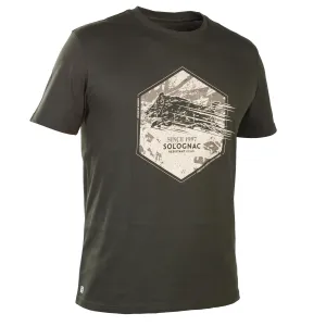 Hunting T-shirt 100% cotton boar green SOLOGNAC, dark green