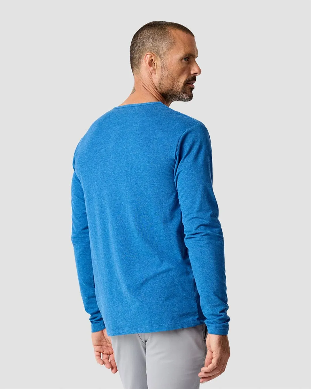 INTO THE AM Long Sleeve Henley Shirts for Men S - 4XL Casual Lightweight Fitted Longsleeve