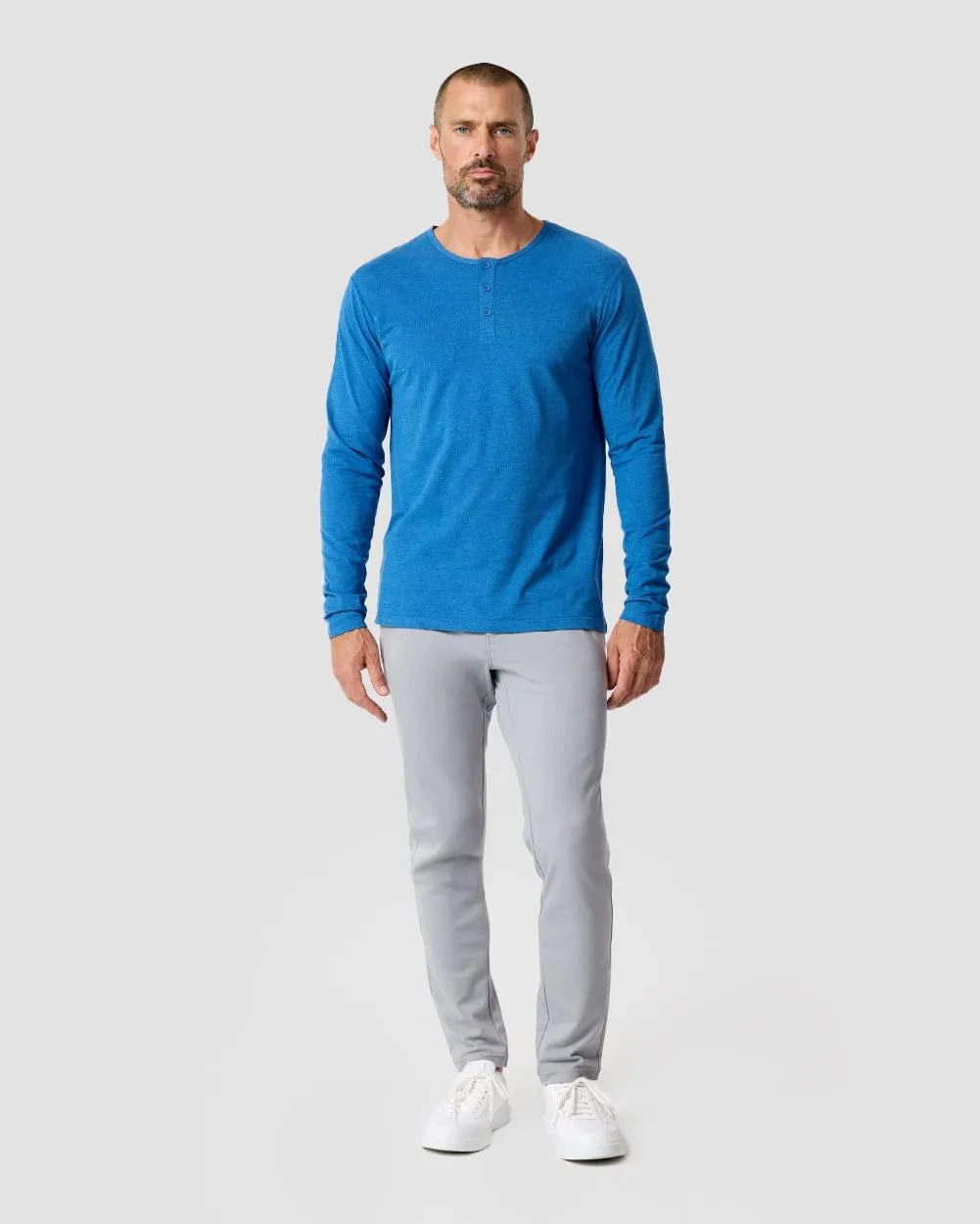 INTO THE AM Long Sleeve Henley Shirts for Men S - 4XL Casual Lightweight Fitted Longsleeve