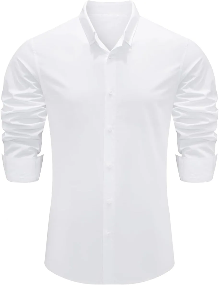 JMIERR Men's Cotton Linen Button Down Shirt Casual Stylish Long Sleeve Business Dress Shirts