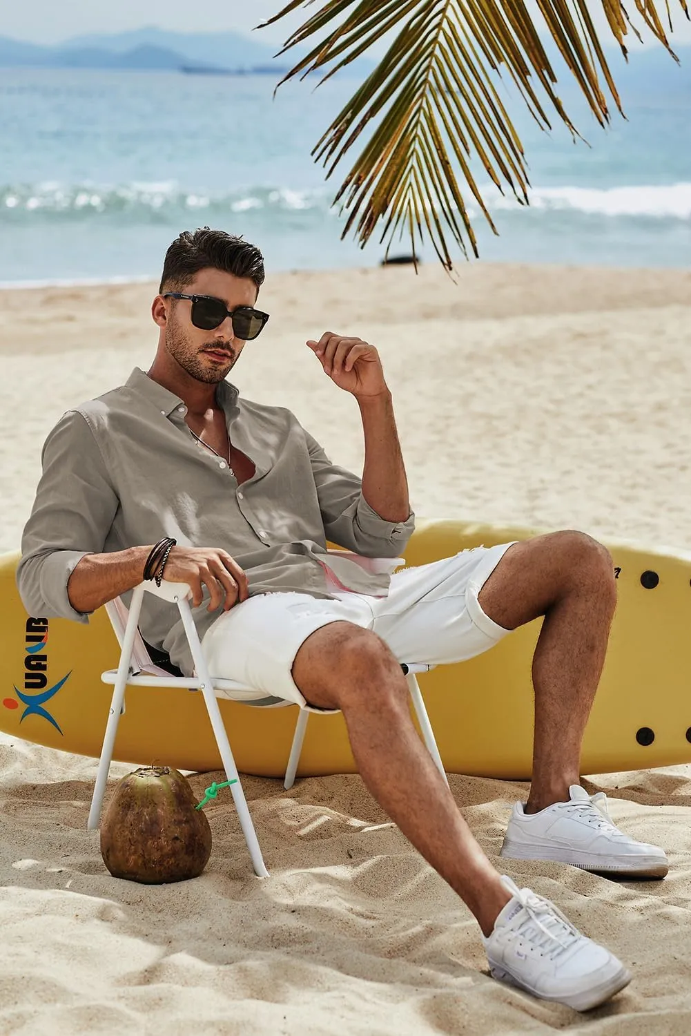 JMIERR Men's Cotton Linen Button Down Shirt Casual Stylish Long Sleeve Business Dress Shirts