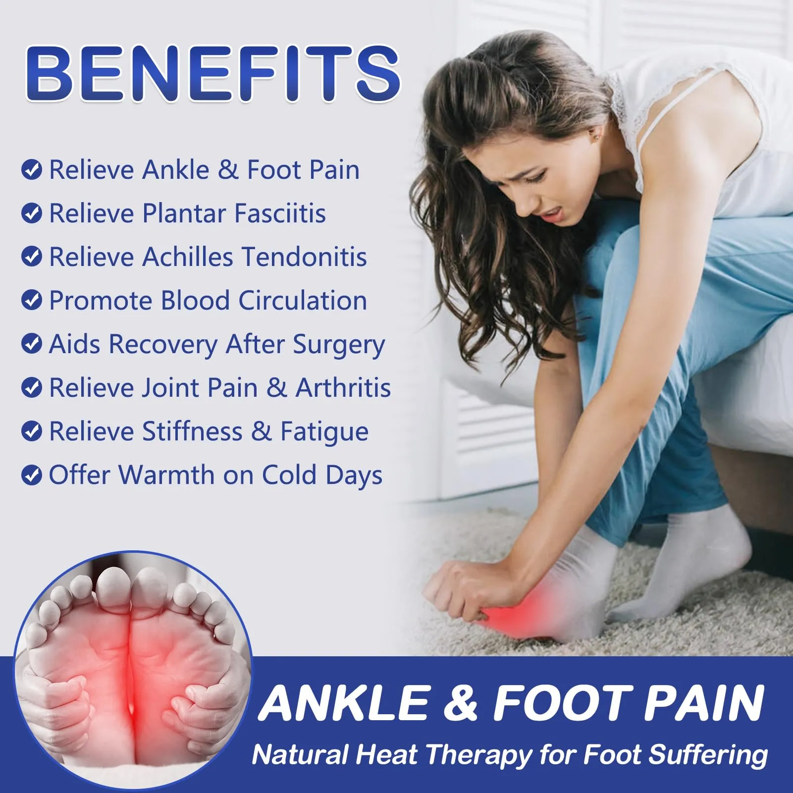 JOBYNA Large Foot Warmer, Electric Foot Heating Pad with Washable Cover, 86-158℉Adjustable Heat & Auto Shut-Off, Deep-Penetrating Heat for Neuropathy Pain Relief and Foot Pain