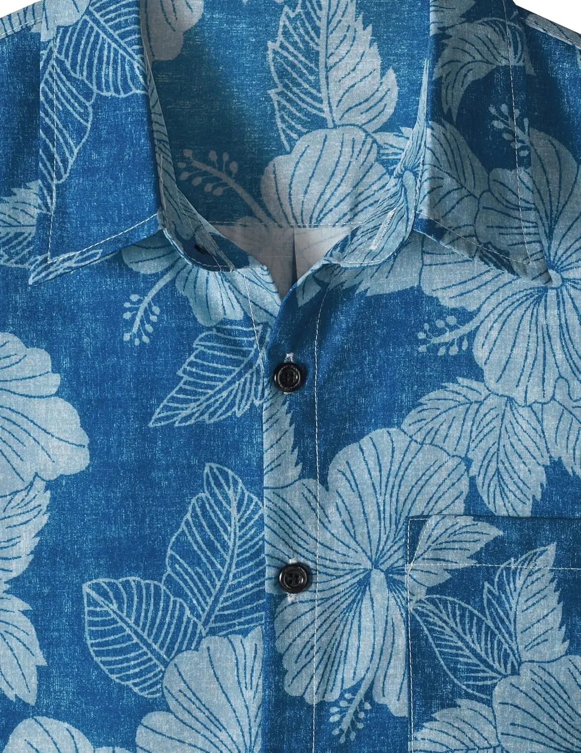 JOGAL Mens Floral Hawaiian Shirt Front Pocket Casual Aloha Shirts