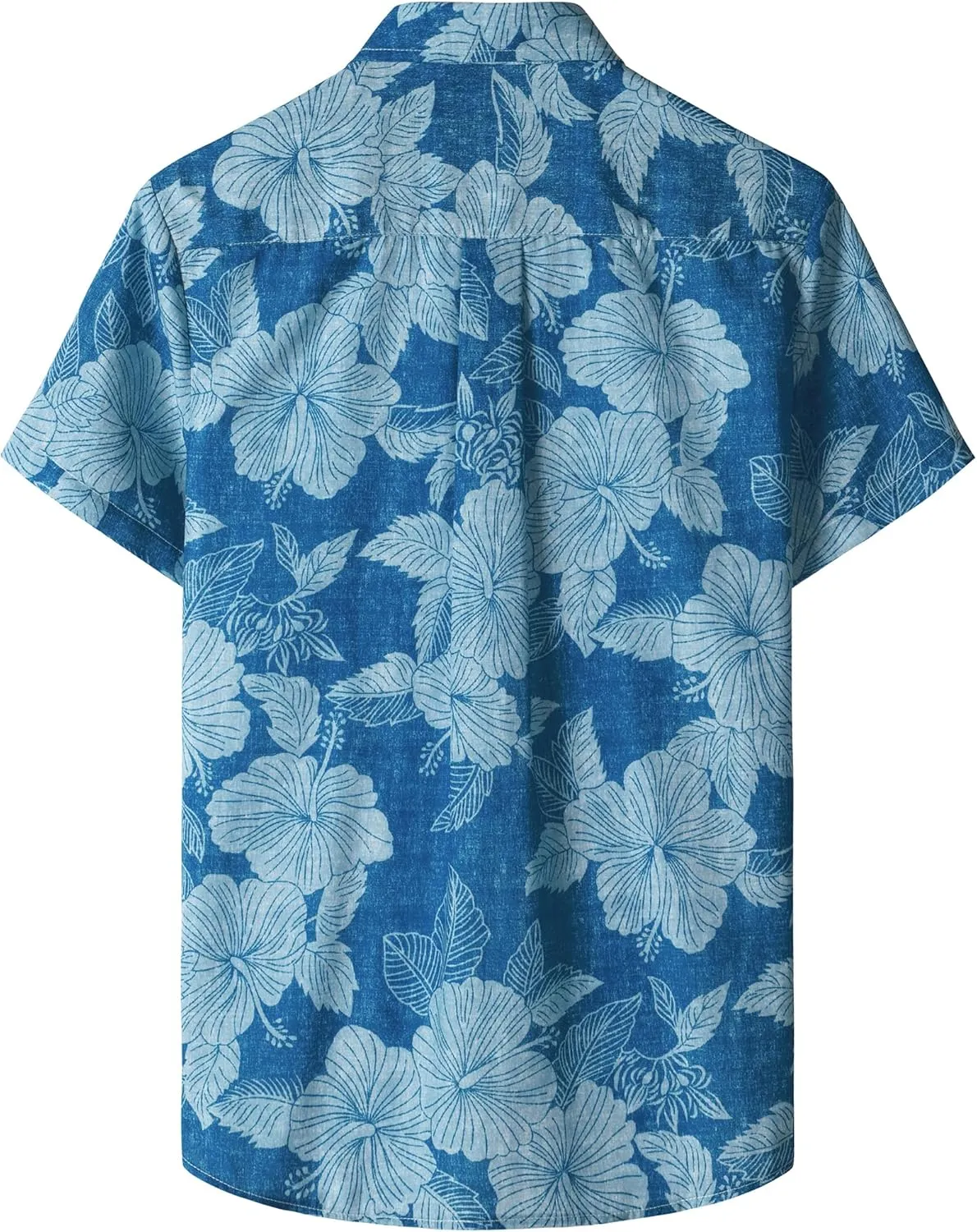 JOGAL Mens Floral Hawaiian Shirt Front Pocket Casual Aloha Shirts