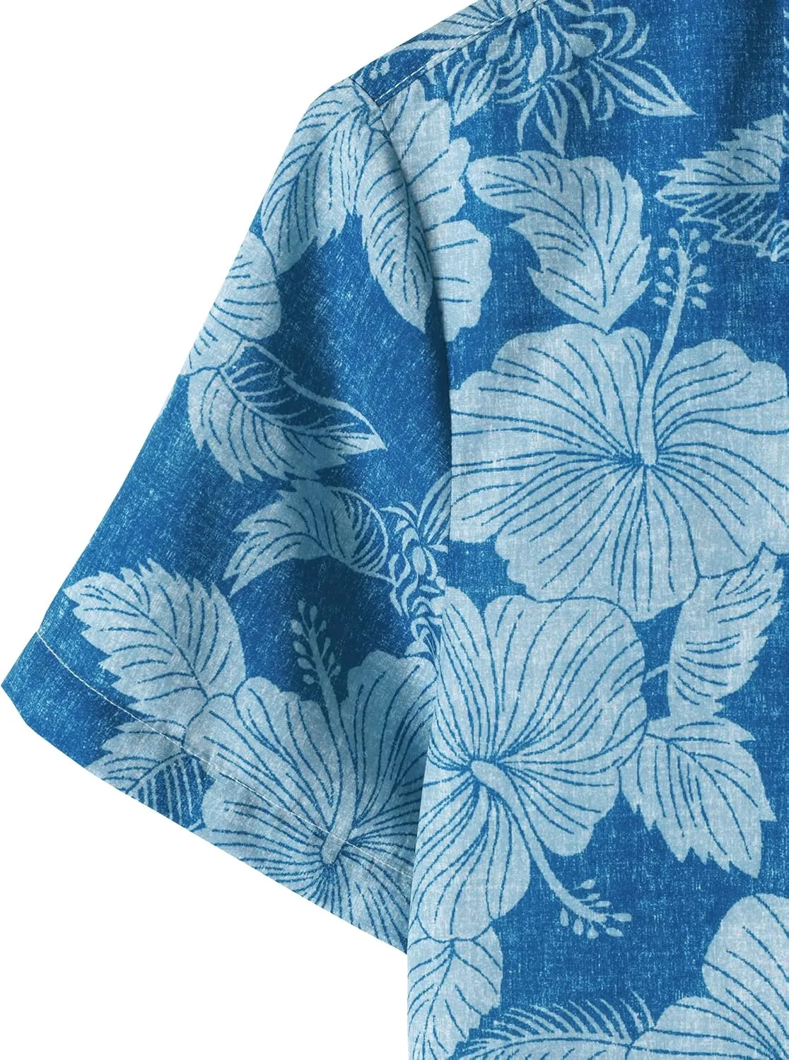 JOGAL Mens Floral Hawaiian Shirt Front Pocket Casual Aloha Shirts