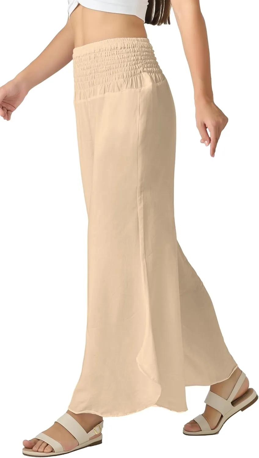 Joob Joob Flowy Women's Palazzo Pants - Wide Leg Summer Boho Harem Pants with Pockets