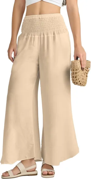 Joob Joob Flowy Women's Palazzo Pants - Wide Leg Summer Boho Harem Pants with Pockets