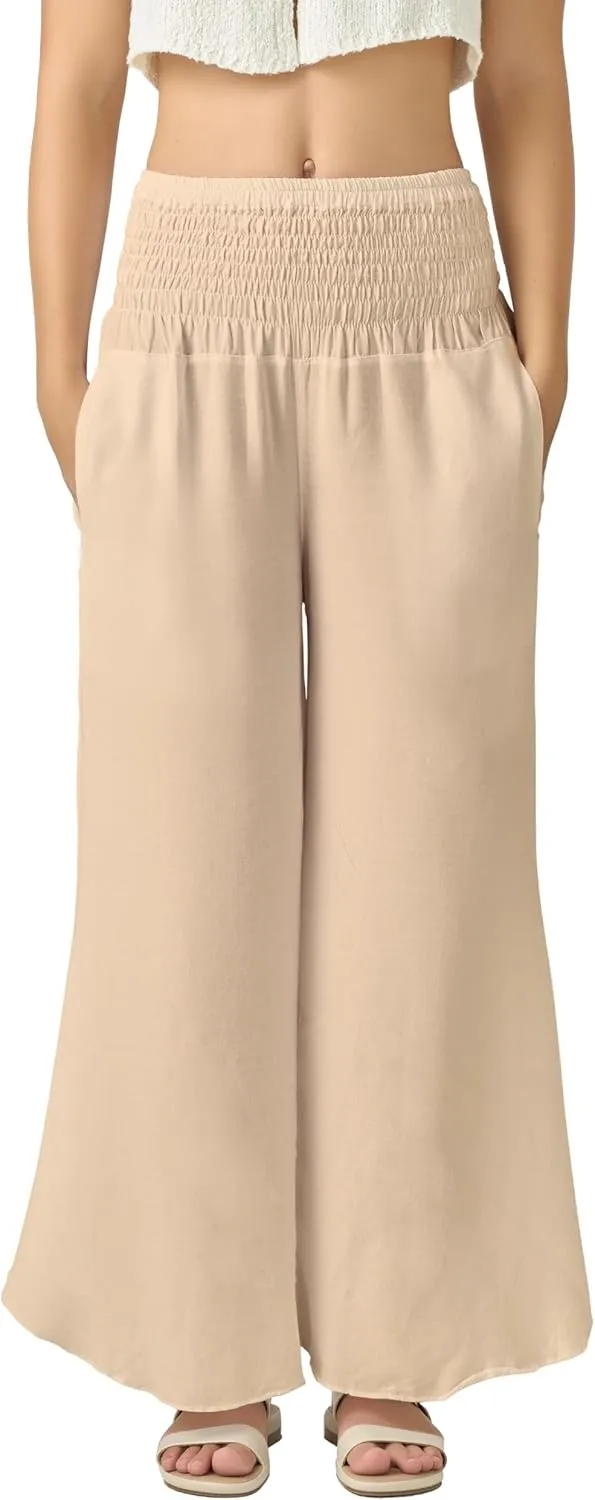 Joob Joob Flowy Women's Palazzo Pants - Wide Leg Summer Boho Harem Pants with Pockets